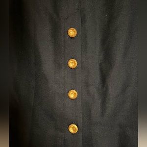 Vintage Chanel Black wool Pencil knee length skirt gold buttons tweed jacket bag